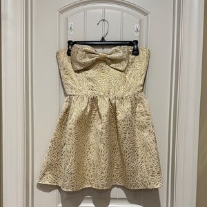 Forever 21 Gold Textured Strapless Mini Dress